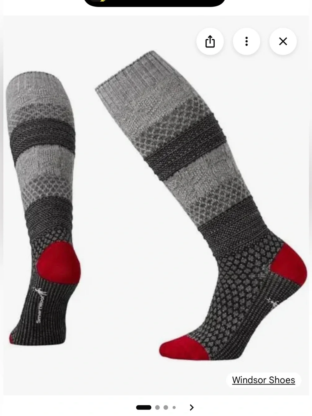 NWT Smartwool Popcorn Cable Knee High Socks Small Gray Red Merino Wool Cozy